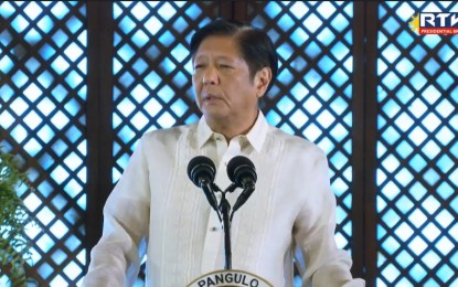 <p><strong>WAGE RATE REVIEW.</strong> President Ferdinand R. Marcos Jr. orders the review of the regional minimum wage rates during the 122nd Labor Day commemoration in Malacañang on Wednesday (May 1, 2024). He also asked the Regional Tripartite Wages and Productivity Board to consider the prevailing economic complexities such as inflation in conducting the review.<em> (RTVM screengrab)</em></p>