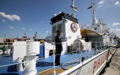 <p><strong>DAMAGED. </strong>The BRP Bagacay, which was earlier hit by the China Coast Guard’s water cannon in Bajo de Masinloc, is docked at Pier 13 in Manila South Harbor on Thursday (May 2, 2024). Philippine Coast Guard spokesperson Rear Admiral Armand Balilo inspected the damage to the ship’s port railings, LED screen display, and a steel canopy at the back of the vessel, all estimated at PHP2 million. <em>(PNA photo by Yancy Lim)</em></p>