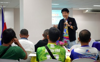 <p><strong>NEW PLAYERS. </strong>Philippine Sports Commission (PSC) Commissioner Edward Hayco delivers a message during the National Grassroots Sports Summit at the Notre Dame of Kidapawan College in Kidapawan City, Cotabato on Wednesday (May 1, 2024). The PSC tapped the Private Schools Athletic Association (PRISAA) to help carry out the sports agency's mandate. <em>(PSC photo) </em></p>