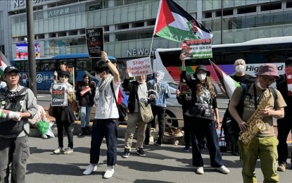 <p><strong>PROTEST</strong>. Japanese students rally at the Waseda University in Tokyo on Friday (May 3, 2024). Pro-Palestine student rallies spread across other countries after it began at Columbia University in April. <em>(Anadolu)</em></p>