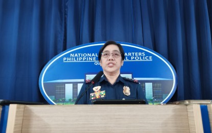 <p><strong>MURDER RAPS FILED. </strong>PNP spokesperson Col. Jean Fajardo in a press briefing in Camp Crame on Monday (May 6, 2024) says murder charges have been filed against the suspects, including two police officers, in the fatal shooting of Capt. Rolando Moralde in a public market in Parang town, Maguindanao del Norte last May 2. The two police officers have already surrendered while three other suspects remain at large. <em>(PNA photo by Lloyd Caliwan)</em></p>