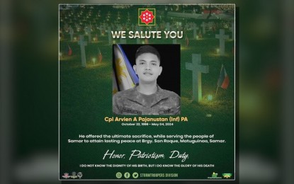 Army pays tribute to soldier slain in Samar clash