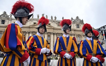 <p>A total of 34 recruits swear allegiance to Pope Francis in a traditional ceremony.</p>