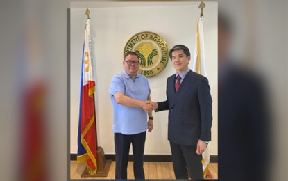 <p><strong>COURTESY CALL.</strong> Ambassador Endo Kazuya pays a courtesy call on the Agriculture Secretary Francisco Tiu Laurel in Quezon City on Tuesday (April 7, 2024). They discussed agricultural relations of Japan and the Philippines.<em> (Japan Embassy photo)</em></p>