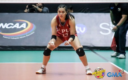 <p><strong>FOCUSED. </strong>Lyceum's Johna Dolorito prepares to receive during their match against Arellano University in the NCAA Season 99 women’s volleyball stepladder semifinal at FilOil EcoOil Centre in San Juan on Sunday (May 12, 2024). The Lady Pirates won, 25-17, 24-26, 25-20, 25-19. <em>(NCAA photo)</em></p>