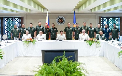 <p><strong>EXTERNAL DEFENSE.</strong> President Ferdinand R. Marcos Jr. leads the Philippine Army Command Conference in Malacañang, Manila on Tuesday (May 14, 2024). The country's new defense strategy, the Comprehensive Archipelagic Defense Concept, and the continuing modernization of the Armed Forces of the Philippines was the center of discussion. <em>(Presidential Communications Office photo)</em></p>