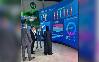 <p style="text-align: left;"><strong>GLOBAL HEALTHCARE WEEK.</strong> Health Secretary Teodoro Herbosa looks at a graph at the Global Healthcare Week in Abu Dhabi in this undated photo. The event aims to bring global health leaders together to discuss the changes and challenges in global health. <em>(Photo courtesy of the DOH)</em></p>