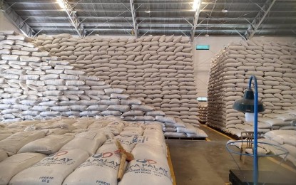 <p><strong>STOCKPILE</strong>. National Food Authority (NFA) stockpile of rice at the Laoag warehouse. The NFA directly buys from farmers and farmer organizations or associations at the current price of PHP30 per kilo for dry and clean palay (unhusked rice). <em>(Photo by Leilanie Adriano)</em></p>