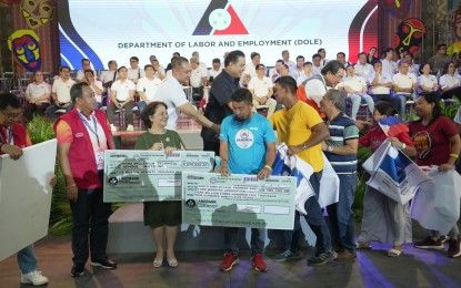 <p><strong>SERBISYO FAIR.</strong> Speaker Ferdinand Martin G. Romualdez (in black polo) leads the formal opening of the premier service program of President Ferdinand R. Marcos Jr., the Bagong Pilipinas Serbisyo Fair (BPSF), at the University of Science and Technology of Southern Philippines Gym in Cagayan de Oro City on Thursday (May 16, 2024). A total of PHP286 million worth of government services and assistance will be provided to around 30,000 beneficiaries in Cagayan de Oro City from May 16-17, 2024. <em>(Photo courtesy of Speaker Romualdez’s office)</em></p>