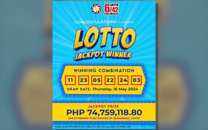 Ticket sold in Cavite wins P74-M Lotto jackpot