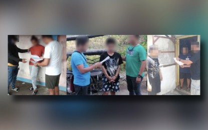 <p><strong>NO ESCAPE.</strong> The three wanted individuals arrested in Laguna province in a photo release shared by the police on Saturday (May 18, 2024). Two suspects were wanted for murder and frustrated murder while the other, a carnapping suspect, managed to evade arrest for 12 years. <em>(Photo courtesy of LPPO)</em></p>