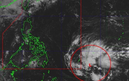 <p><strong>LPA.</strong> The cloud cluster outside the Philippine Area of Responsibility (PAR) developed into a low-pressure area (LPA) on Wednesday (May 22, 2024). It is forecast to enter PAR Wednesday night or Thursday and could bring scattered rain showers over the eastern section of the country over the weekend. <em>(Image grabbed from PAGASA's Facebook page)</em></p>