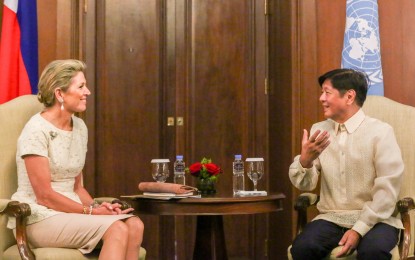 <p><strong>QUEEN VISIT.</strong> President Ferdinand R. Marcos Jr. meets with Her Majesty Queen Máxima of the Netherlands, United Nations Secretary-General’s Special Advocate for Inclusive Finance for Development, during a courtesy call at Malacañang Palace on Wednesday (May 22, 2024). The Queen is on state visit to the country to champion financial health and resilience. <em>(Presidential Photojournalists Association)</em></p>