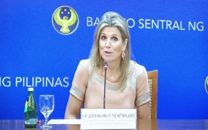 <p><strong>FINANCIAL INCLUSION</strong>. Queen Máxima of the Netherlands on Thursday (May 23, 2024) holds a press briefing at the Bangko Sentral ng Pilipinas Office in Manila. Queen Máxima is also the United Nations Secretary-General’s Special Advocate for Inclusive Finance for Development.<em> (Photo by Leah Gonzales)</em></p>