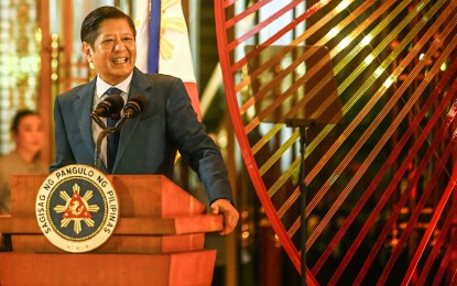 <p><strong>ONE FINE NIGHT.</strong> President Ferdinand R. Marcos Jr. delivers his speech during the inauguration of the Solaire Resort North in Bagong Pag-asa, Quezon City on Saturday (May 25, 2024). He said the government is committed to making the Philippines the premier destination for tourism, relaxation, and entertainment in line with the <em>Bagong Pilipinas</em> (New Philippines) vision. <em>(PNA photo by Joan Bondoc)</em></p>