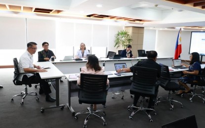<p><strong>ON DUTY.</strong> Newly appointed Mindanao Development Authority (MinDA) chairperson, Secretary Leo Tereso Magno (extreme left), holds an executive committee meeting at the agency's headquarters in Davao City on Monday (May 27, 2024). President Ferdinand R. Marcos Jr. appointed Magno as MinDA chair on May 13.<em> (PNA photo by Robinson Niñal Jr.)</em></p>