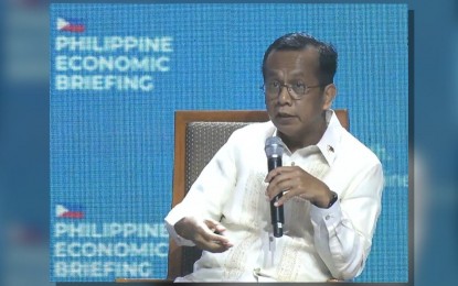 <p><strong>INFLATION RATE</strong>. National Economic and Development Authority Secretary Arsenio Balisacan during the Philippine Economic Briefing on Monday (May 27, 2024) at the PICC in Pasay City says inflation may continue to settle within the government target in May this year. He said global rice prices are also projected to decline starting September this year. <em>(Screenshot from RTVM livestream)</em></p>