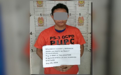 <p><strong>NABBED.</strong> The mugshot of rape suspect, 31-year-old Randy Baloncio, who was nabbed by police officers in Barangay Pag-asa, Quezon City on Monday (May 27, 2024). Also arrested on the same day was 53-year-old Danilo De Vera, who is wanted for qualified rape. <em>(Photo courtesy of QCPD)</em></p>