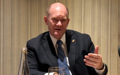 <p><strong>CORE PRIORITY.</strong> Visiting United States Senator Chris Coons in an interview at Fairmont Makati on Friday (May 31, 2024). Coons said he wants a significant portion of the new USD2 billion Indo-Pacific foreign military financing to be given to the Philippines, labeling the country as the second core priority next to Taiwan. <em>(PNA photo by Joyce Rocamora)</em></p>