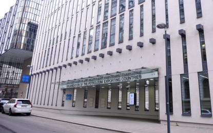 <p>Photo taken on Nov. 30, 2023 shows the headquarters of the Organization of the Petroleum Exporting Countries (OPEC) in Vienna, Austria. <em>(Xinhua/He Canling)</em></p>