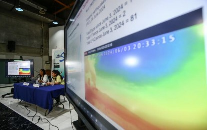 <p><strong>EXPERTS</strong>. Chief Science Research Specialist Antonia Bornas (left) and Deputy Director Ma. Mylene Villegas of the Philippine Institute of Volcanology and Seismology provide updates on Mt. Kanlaon at their Quezon City main office on Tuesday (June 4, 2024). The alert level remains at 2 following Monday night's eruption. <em>(PNA photo by Joan Bondoc)</em></p>