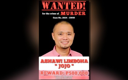 <p><strong>REWARD.</strong> The wanted poster of Ansawi Limbona alias 'Jojo', the alleged mastermind in the killing of 39-year-old Staff Sgt. Zahraman Diocolano during a 'rido' settlement in Cotabato City on Jan. 2, 2024. The PNP on Tuesday (June 4) said it hopes that the PHP500,000 bounty on the suspect would help solve the case. <em>(Photo courtesy of Datu Odin Sinsuat Mayor Lester Sinsuat)</em></p>
