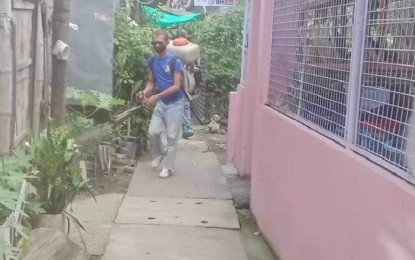 <p><strong>ANTI-DENGUE CAMPAIGN.</strong> Personnel of the City Health Office conduct misting activity as part of dengue prevention measures in Barangay South San Jose in Molo district during the early part of 2024. Iloilo City has recorded a 29.6 percent decrease in dengue cases, with 176 from Jan. 1 to June 1, compared with 243 cases in the same period last year. <em>(Photo courtesy of City Health Office)</em></p>