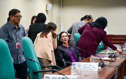 <p><strong>EXECUTIVE SESSION.</strong> Members of the Senate Committee on Women, Children, Family Relations and Gender Equality prepare for an executive session on Wednesday (June 5, 2024). The closed-door hearing was conducted to hear the positions of various security and anti-crime agencies of government on the presence of Philippine Offshore Gaming Operators (POGOs) in the country. <em>(Photo courtesy of Senator Hontiveros’ office)</em></p>
