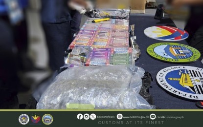 <p><strong>INTERCEPTED.</strong> Customs officers account for kush (high-grade marijuana) and cannabis-infused disposable vapes at the Port of Clark on Wednesday (June 5, 2024). The BOC-Port of Clark said the seized contraband has an estimated street value of close to PHP4 million. <em>(Photo courtesy of BOC-Clark)</em></p>