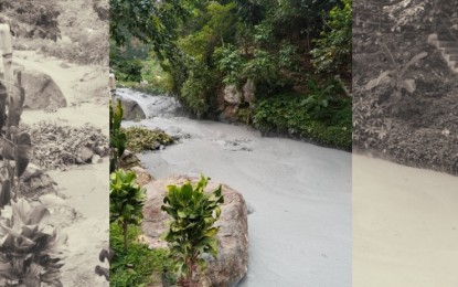 <p><strong>LAHAR.</strong> The Padudusan Falls in Canlaon City, Negros Oriental covered with lahar debris from Kanlaon Volcano that erupted on June 3, 2024. Cebu City Acting Mayor Raymond Alvin Garcia on Friday (June 7, 2024) said the city government will extend financial assistance to some localities in Negros Island affected by the eruption. <em>(Canlaon City LGU Facebook photo)</em></p>