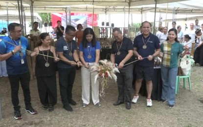 <p><strong>DIVE SITE.</strong> Department of Tourism Regional Director Crisanta Marlene Rodriguez (fourth from left), joined by Pandan Mayor Tomas Estoperez, Jr. (fifth from left), cuts the ribbon during the opening of the Kruhay Dive Festival in Barangay Tingib, Pandan, in Antique province on Thursday (June 6, 2024). Rodriguez said Antique has several beautiful dive sites needing promotion. <em>(Photo courtesy of Buenavista CaTV)</em></p>