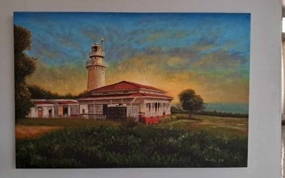 <p><strong>BATANGUEÑO ART.</strong> This painting depicting an old house beside a lighthouse is among the artwork that will be displayed at the Provincial Tourism and Cultural Affairs Office showroom at the provincial capitol from June 12-21, 2024. The provincial government wants to leverage the works of local artists to draw international tourists. <em>(PNA photo by Pot Chavez)</em></p>