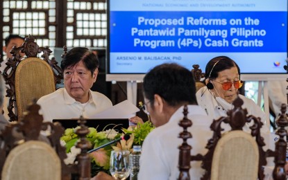 <p><strong>4PS EXPANSION</strong>. President Ferdinand R. Marcos Jr. convenes a sectoral meeting at Malacañang Palace on Tuesday (June 11, 2024). During the meeting, the President approved the proposal to expand the coverage of the Pantawid Pamilyang Pilipino Program or 4Ps by including pregnant and lactating women to ensure the health of children in their first 1,000 days. <em>(Presidential Photojournalists Association)</em></p>