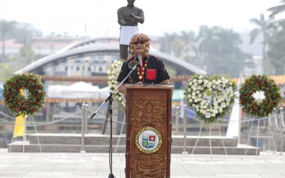 <p><strong>CALL FOR UNITY.</strong> Agusan del Sur, Gov. Santiago Cane Jr. leads the wreath-laying ceremony at the Capitol Grounds in Prosperidad town on Wednesday (June 12, 2024) in commemoration of the country's 126th Independence Day. Cane recalled the challenges the nation has surpassed throughout the centuries under colonial rule, symbolizing the Filipinos' courage, bravery, and unity.<em> (Photo courtesy of PPIO Agusan del Sur)</em></p>