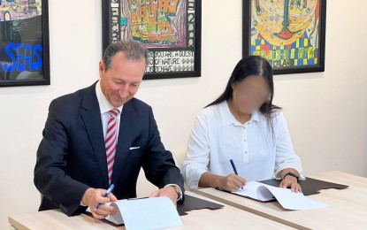 <p style="font-weight: 400;"><strong>AUSTRIAN GRANT.</strong> Austrian Ambassador to the Philippines Johann Brieger and Philippine Survivor Network (PSN) chairperson Charito sign a grant agreement for Project BRACE (Building Resilience and Agency through Crafts and Expressive Arts) at the Austrian Embassy on June 6, 2024. The grant will cover a series of therapeutic workshops of members so that they can explore their emotions and express themselves creatively through pottery, photography and painting. <em>(Photo courtesy of Austria Embassy in Manila)</em> </p>