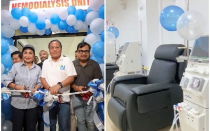 <p><strong>HEMODIALYSIS CENTER</strong>. Governor Gwendolyn Garcia (left) and her brother Cebu 3rd District Rep. Pablo John Garcia (center) cut the ribbon to signal the opening of the expanded hemodialysis center at the Cebu Provincial Hospital in Balamban, west of Cebu province on Tuesday (June 18, 2024). On the same day, Department of Health (DOH)-Central Visayas regional director Jaime Bernadas handed over to Garcia the License to Operate Level 2 Hospital, upgrading the accreditation of the Cebu Provincial Hospital-Balamban. <em>(Photo courtesy of Cebu Provincial Capitol PIO)</em></p>