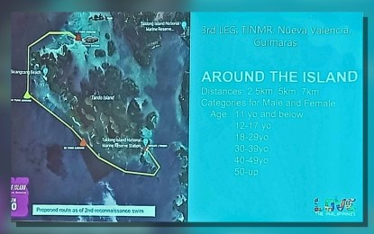 <p><strong>OPEN SWIM CIRCUIT.</strong> The route of the third leg of the International Open Water Swim Circuit: Experience Water Visayas at the Taklong Island National Marine Reserve in Nueva Valencia, Guimaras on June 29-30, 2024. The event is eyed to boost the drive of the province to be a premier sports destination and promote environmental sustainability. <em>(PNA photo by PGLena)</em></p>