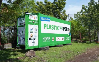 <p><strong>WASTE-TO-CASH.</strong> One of the two “Aling Tindera Plastic Waste to Cash” collection stations in Bago City, Negros Occidental that was launched on Tuesday (June 18, 2024). Plastic sachets, packaging materials, and containers, among other plastic waste, can be sold at the station for residents to monetize plastic waste. <em>(Photo courtesy of Bago City Information Office)</em></p>