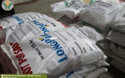 <p><strong>RICE PRODUCTION. </strong>Some bags of hybrid rice seeds provided by the Department of Agriculture (DA) in this undated photo. The agency has prepositioned at least 80 percent of rice seeds and fertilizers for farmers ahead of rainy days in the second half of the year<em>. (Photo courtesy of DA Eastern Visayas)</em></p>