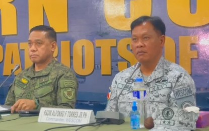 <p><strong>RECKLESS AND ILLEGAL</strong>. Armed Forces of the Philippines (AFP) Chief of Staff Gen. Romeo Brawner Jr. (left) denounces the Chinese Coast Guard (CCG) for its hostile actions against Philippine troops inside Philippine jurisdiction, during a press briefing in Puerto Princesa City on Wednesday (June 19, 2024). Meanwhile, Rear Admiral Alfonso Torres. Jr. lauded Philippine Navy personnel involved in an encounter with the CCG on Monday (June 17, 2024) for their restraint<em>. (Video grab by Izza Reynoso)</em></p>