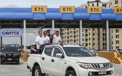 <p><strong>CAVITEX.</strong> President Ferdinand R. Marcos Jr. leads the inauguration of the CAVITEX (Manila-Cavite Expressway) - C5 Link Sucat Interchange, from the Parañaque City toll gates, on June 21, 2024. The Philippine Reclamation Authority on Tuesday (Aug. 13, 2024) said a segment of CAVITEX remains toll-free until the Toll Regulatory Board orders the resumption of toll collection. <em>(PNA photo by Joan Bondoc)</em></p>