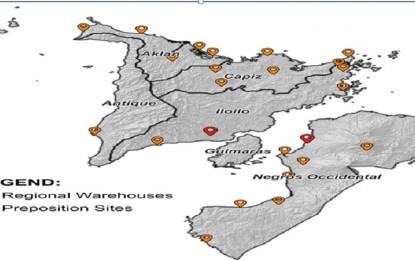 <p><strong>SUFFICIENT RELIEF GOODS.</strong> This map shows the location of the Department of Social Welfare and Development (DSWD) warehouses and prepositioned relief goods in Western Visayas. DSWD 6’s (Western Visayas) Disaster Risk Management Division chief Erlyn L. Garcia assured Friday (June 21, 2024) that the department has enough family food packs and non-food items for distribution during calamities. <em>(Photo screengrab from DSWD)</em></p>