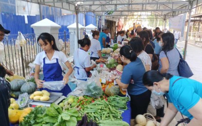 <p><strong>TAMING INFLATION.</strong> Fresh produce is on display at the monthly Merkado Lokal of the Iloilo City Government in this undated photo. Budget Secretary Amenah Pangandaman said Friday (Oct. 4, 2024) the Marcos administration is expecting a “broad-based and less volatile” inflation, amid the implementation of measures aimed at taming the prices of goods and services. <em>(PNA file photo by PGLena)</em></p>