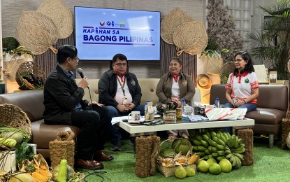 <p><strong>ACCOMPLISHMENTS.</strong> Officials of the Department of Agrarian Reform-Davao Region discuss achievements and programs during the Kapihan sa Bagong Pilipinas forum in Davao City on Tuesday (June 25, 2024). DAR's mediation and support services include land tenure problems, support services, road projects, bridges, Irrigation and agrarian justice delivery.<em> (PNA photo by Che Palicte)</em></p>
