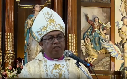 <p>Virac Bishop Luisito Occiano <em>(Screengrab from Radio Veritas Facebook live video)</em></p>