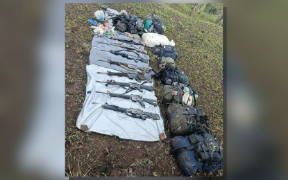 <p><strong>CLASH.</strong> Soldiers recover various firearms, subversive documents, and personal belongings from New People's Army rebels following a clash in Barangay Malbang, Pantabangan, Nueva Ecija on Wednesday (June 26, 2024). The Philippine Army's 703rd Infantry Brigade on Thursday (June 27) said seven communist rebels were killed in the encounter. <em>(Photo courtesy of 703rd Infantry Brigade, Philippine Army)</em></p>
