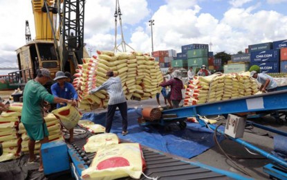 <p>Rice bags are uploaded for exports.  <em>(VNA/VNS Photo Vũ Sinh)</em></p>