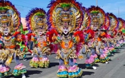 <p><strong>GOING PLACES.</strong> The MassKara Festival dancers from Barangay Granada, Bacolod City during their guest performance at the Sinulog Festival in Cebu City in January this year. On June 29 and 30, 2024, they will perform at the Sandiwa Fiesta Europa's celebration of the 126th anniversary of Philippine independence in Milan, Italy. <em>(Contributed photo)</em></p>