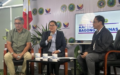<p><strong>HEALTH FACILITY.</strong> Dr. Annabelle Yumang, Department of Health-Davao Director (center), talks about various programs at the “Kapihan sa Bagong Pilipinas” briefing in Davao City on Tuesday (July 2, 2024). She said the third multi-specialty Bagong Urgent Care and Ambulatory Service (BUCAS) Center located in Southern Philippines Medical Center - Marilog Hospital will open in August.<em> (PNA photo by Che Palicte)</em></p>