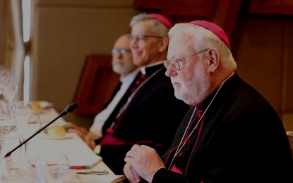 <p><strong>VISITING DIPLOMAT.</strong> Archbishop Paul Gallagher, Secretary for Relations with States of Holy See, meets with Foreign Affairs Secretary Enrique Manalo in Manila on Tuesday (July 2, 2024) to discuss bilateral and regional issues concerning the two countries. The Vatican top diplomat, who arrived in Manila on July 1 for an official visit, said the Holy See is urging all parties in the South China Sea to abide by the international law and pursue dialogue as a solution to disputes. <em>(PNA photo by Avito Dalan)</em></p>